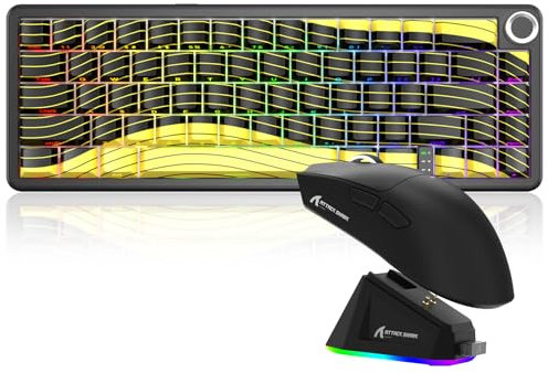 MAMBASNAKE X ATTACK SHARK X65PRO HE Rapid Trigger Magnetic Switch Keyboard with X11 Ultralight Mouse, Tri-mode Wireless Keyboard and Mouse Combo, 0.01mm RT Accuracy, 8K Polling Rate, 22K DPI - Yellow