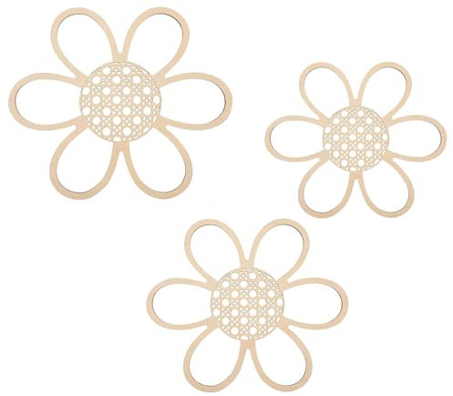 HXHWKEN 3 Stück Gänseblümchen Wanddeko Boho Gänseblümchen Wanddekoration Holzblumen Wanddeko Deko für Home Office Kinderzimmer