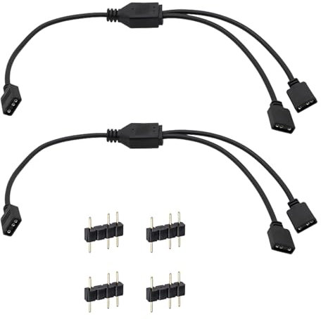 Cavo Splitter ARGB 5V 1 Femmina a 2 Femmina 3 Pin, Cavo di Estensione ARGB per Espandere Computer PC, Collegamento a Fan ARGBe Strisce LED 5V Indirizzabili, Compatibile con Scheda Madre 3 Pin