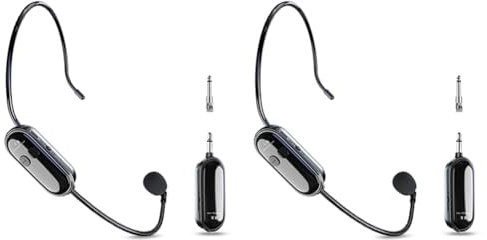 Knoruley 2 Stück 2.4G Wireless Mikrofon Headset mit 30m Reichweite für Sprachverstärker, Lautsprecher, Karaoke, Unterricht, Outdoor-Reden für Lehrer und Präsentatoren