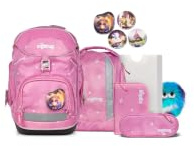 ergobag Schulranzen-Set Pack Set Bundle WolkenzauBär - Pink | Ergonomischer Schulrucksack flexibel, 7-teiliges Set für die 1. Klasse Grundschule, für Mädchen und Jungen, AW25/26