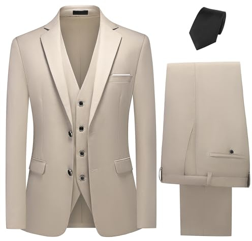 KUDMOL Costume Homme 3 Pièces Mariage Slim Fit à Deux Boutons avec Cravate