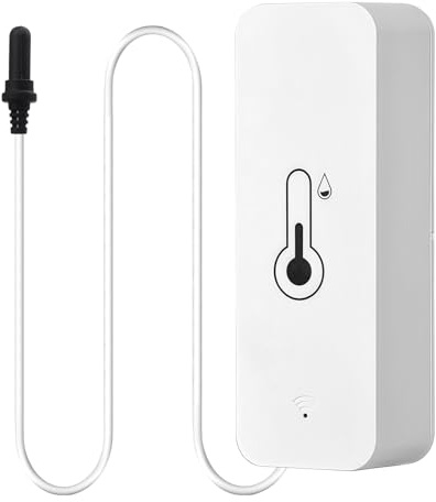 GOEDCH Termometro WiFi igrometro: IP21 protetto termometro igrometro con sonda esterna, funzionamento a batteria, sensore di temperatura per congelatore, congelatore, acquario