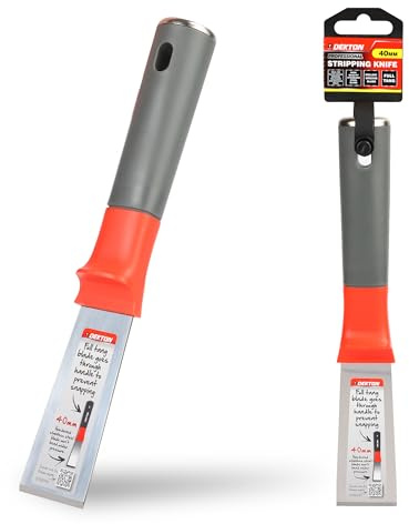 DEKTON Abisoliermesser, 40 mm, 1,8 mm, Edelstahlklinge mit ergonomischem Gummigriff zum Füllen von Rissen, Schaben von Tapeten und Reparieren von Löchern