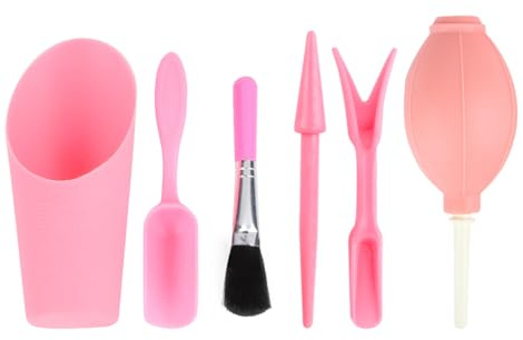 Veemoon 6 pièces Kit Jardinage Rose pour Plantes Grasses Outils Ergonomiques pour Plantation Novice Seau Pelle Souffleur et Pinceau Kit Complet pour Semis et Transplantation