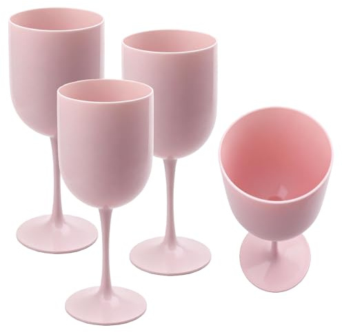 4 Stück Mehrweg Weingläser, 480 Ml Weingläser Kunststoff, Ф84 Mm Plastik Weingläsers, Camping Weinkelche, Pink Champagnergläser Aus Hartkunststoff Für Events Partys Picknick Camping, Bruchsicher