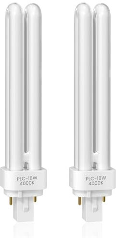 Bonlux Lampadine G24D-2 18W a 2 Pin, Lampada Fluorescente Compatta Tubo PLC 2U PLC 840 a Risparmio Energetico, 4000K Bianco Neutro Non Dimmerabile per Bagno, Cucina, Camera da Letto, Corridoio, 2PCS