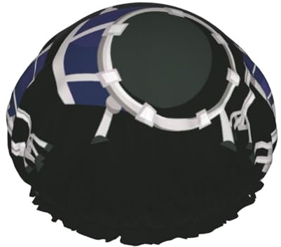 Duschhaube mit Jazz-Trommel-Druck, weich gefüttert, doppellagig, waschbar, breites Gummiband, Haar-Duschhaube für Badewanne