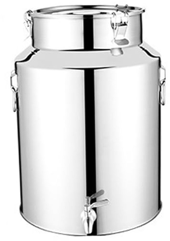 Bidon à lait 5L Distributeur d'eau en acier inoxydable Seau à miel robuste avec bec verseur, couvercle scellé verrouillable et poignée pour vin, huile de cuisson, lait, céréales, pichet eau en acie
