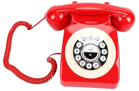 OPPWONG Telefono Retro Bluetooth, Senza Fili Tipo C, Design Vintage (rosso) | Design senza fili, Supporto per selezione vocale, Selezione con un solo tasto, Altoparlante vivavoce, Streaming musicale,