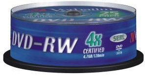 Verbatim DVD-Rohlinge DVD-RW 4,7GB/4x auf Spindel VE=25 Stück