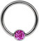 Titan Ring in 1,2 x 6 mm als Lippenbändchen Piercing mit flachem Stein in 3 mm Ø, pink