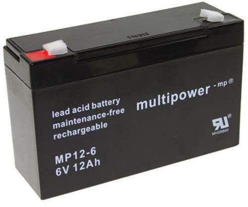 Multipower Bleiakku MP12-6 6,0 Volt 12 Ah mit 4,8mm Steckanschlüsse