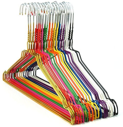 HANGERWORLD 50 Bunte Metall-Draht-Kleiderbügel 40 cm breit aus verzinktem Stahl mit farbenfroher Pulverbeschichtung