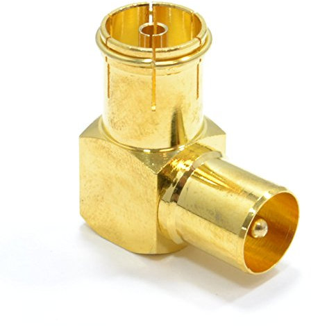 RF Derecho ángulo Adaptador Clavija a Enchufe para TV Coax Aéreo Cables Oro