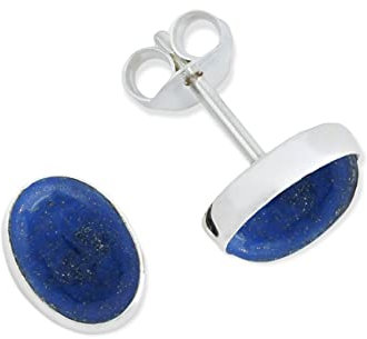 Ohrstecker 925 Silber Lapis Lazuli blauer Stein Edelstein Ohrringe echt Silber Damen Sterling Silber Stecker Geschenk(MOS-040-06)
