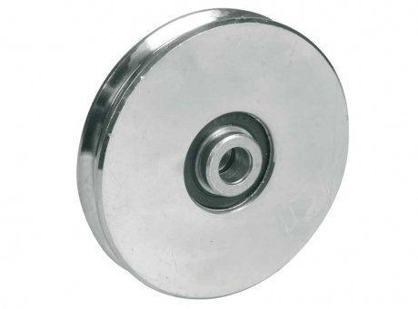 Parnells - 1 Stück 120 mm Stahl-Riemenrad - Torrad mit Runder Nut - 150 kg Tragkraft mit 62032rs-Kugellager + M12 x 40-Schraube und Muttern, Breite 17 mm - für 8 mm Draht oder Seil