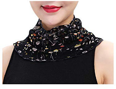 UK_Stone Muttertag Geschenk Damen 100% Mulberry Seide Schlauchschal Loop Halstuch Blumen Polka Dot Paisley Muster Abnehmbar Faux Kragen (#19)