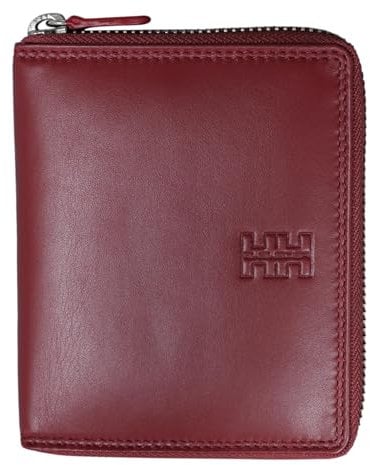 Elbleder Reißverschluss Geldbörse Leder Rot RFID-Schutz mit Münzfach - Echtleder Portemonnaie für Damen & Herren - Business Geldbeutel mit 8 Kartenfächer - Polo 109 BRD