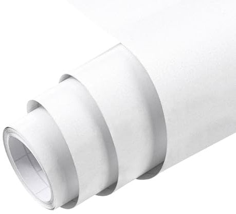Hode White Vinyl Wrap 60X500cm, White Sticky Back Plastic Roll, Self Adhesive Wallpaper for Furniture Kitchen Cupboard Worktops Vinyl Covering Contact Paper Glitter Effect