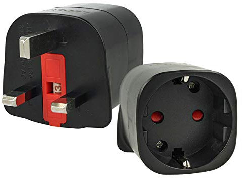 LEDLUX Adattatore da viaggio UK EU 2 pezzi spina spina europea italiana Schuko tedesco a inglese UK GB spina colore nero