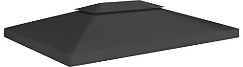 vidaXL Pavillondach 2-Stufig Pavillon Partyzelt Gartenzelt Dachplane Ersatzdach Ersatz Dach Plane Pavillonplane 310g/m² 4x3m Schwarz