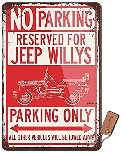 LONGXING MetallBlechschild 30,5 x 20,3 cm Jeep Willys 1944–1945 Reserved Parking Only Schild Vintage Blechschild Metallschild Wandschild Wandposter Wanddekoration Halloween Weihnachten