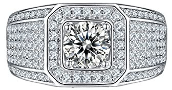 Gem's Beauty Moissanite Herrenringe 925 Sterling Silber Ehering D Farbe 1,0 Karat Moissanite Verlobungsring Diamantringe für Männer (Größe 10