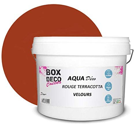 BOX DECO COULEURS Peinture murale acrylique aspect mat Aqua Déco - 10L, Rouge Terracotta