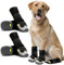AQH Hundeschuhe, 4 Stück Atmungsaktive Stiefel für Hunde mit reflektierenden Riemen, Mikrofaser Leder Gummi Rhombische Sohle Hundepfotenschutz (C, 6#)