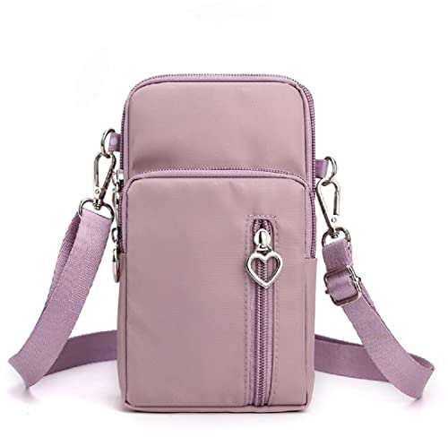 Dankforyou Handytasche zum umhängen Damen, Schultertasche Handtasche Geldbörse Umhängetasche mit Kopfhörer Port für Alltag Büro Schule Ausflug Einkauf, Pink Lila