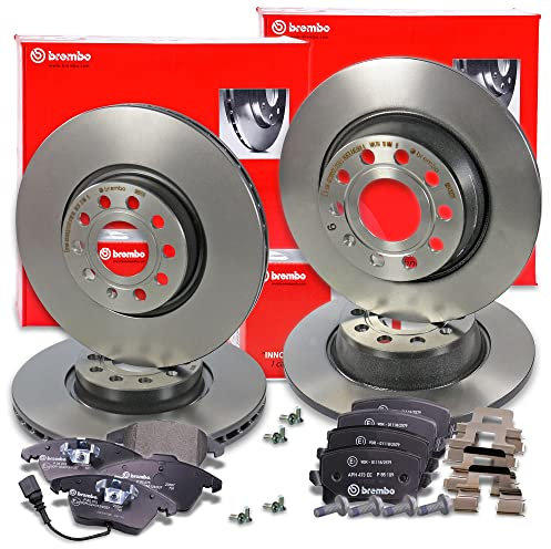 BREMBO Coated Disc Line Bremsenset inkl. Bremsscheiben Vorne Ø 312 mm Belüftet + Hinten Ø 282 mm Voll + Bremsbeläge Vorne und Hinten + Verschleißkontakt