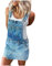 WOXIHUAN Gonna di Jeans da Donna con Bretella Vestito Salopette de Denim Donna Senza Maniche Gonna Dimagrante con Bretella Abito di Jeans Estiva Casual Vestito Scamiciato di Jeans