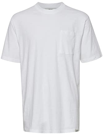 !Solid SDDurant Herren T-Shirt Kurzarm Shirt Basic mit Brusttasche Hochwertige Baumwoll-Qualität Rundhalsausschnitt Überschnittene Schultern Oversize Fit, Größe:S, Farbe:White (110601)
