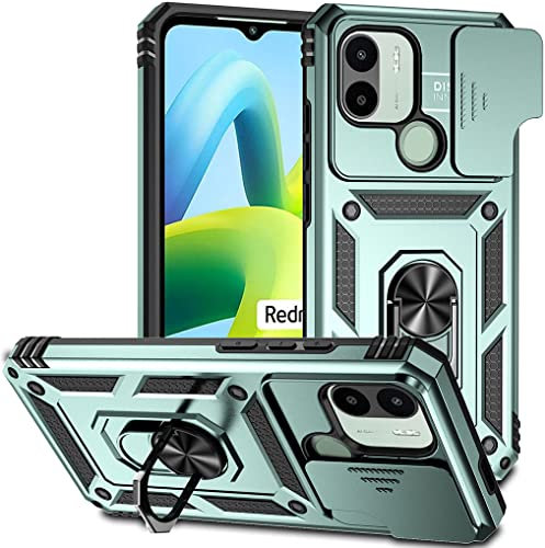 SEAHAI Hülle für Xiaomi Redmi A1/Redmi A2/Redmi A1+/Redmi A2+, Militär Robust Handyhülle Outdoor Stoßfest Silikon TPU + PC Handy Case Schutzhülle mit Kameraschutz und 360 Grad Ring Ständer - Grün