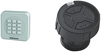 Hörmann Funk-Codetaster FCT3-1 BS (868 MHz, zur Steuerung von bis zu 3 Torantrieben, Tastatur beleuchtet, Farbe RAL 7040) 4511856, grau & Handsender HSZ2 868-BS, schwarz, Art.-Nr. 436782