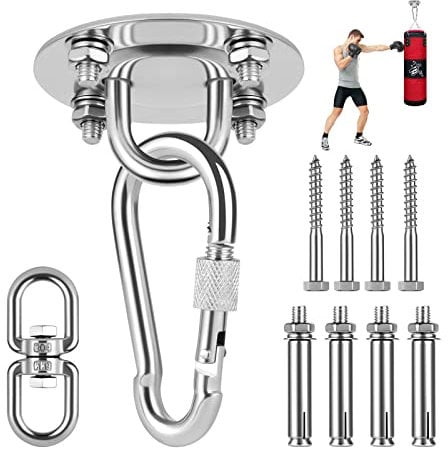 flintronic Gancio per Soffitto, 1 Pezzi con 8 Viti, SUS304 Acciaio Inossidabile, capacità di Carico Fino a 400KG, Kit per Appendere l'altalena Multifunzione per Altalena, Amaca, Yoga, Sacco da Boxe