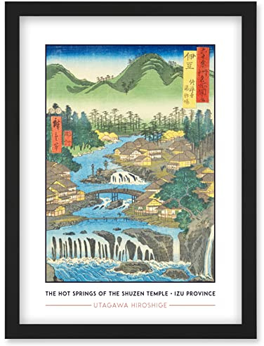 Wee Blue Coo The Hot Springs of the Shuzen Temple Izu Province Utagawa Hiroshige Japanese Woodblock Classic Collection Artwork Framed Wall Art Print A4