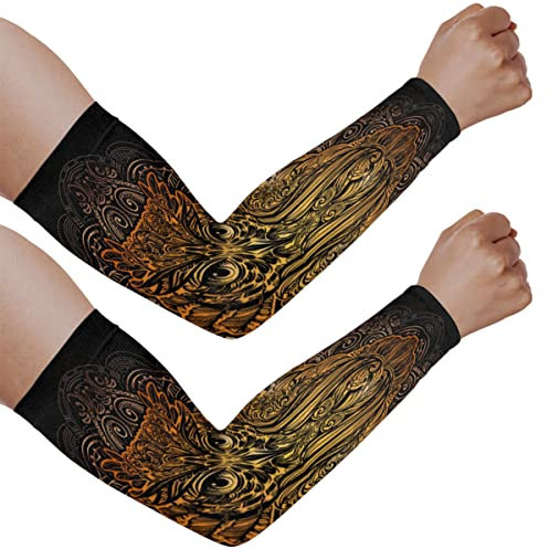 SEEKJOYS Tribal Eule Muster UV Sonnenschutz Armstulpen Retro Eule UPF 50+ Kühlhülle für Männer und Frauen, Gartenarbeit Bauernhof Outdoor Sport Basketball Laufen Radfahren, mehrfarbig, Einheitsgröße