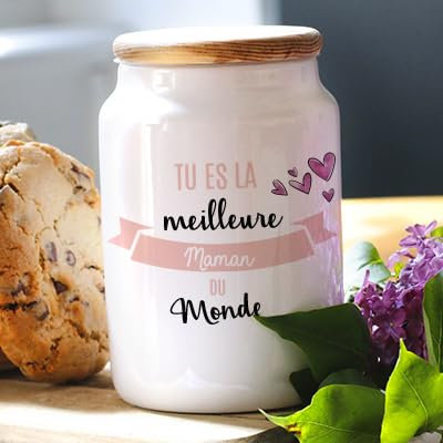 CADEAUX.COM - Pot à Biscuit Personnalisé - Meilleure du Monde - Idée Cadeau Personnalisé - Cadeau Maman Mamie - Idée Cadeau Fête des Mères Cadeau Femme - Cadeau Fête des Grands-Mères - Cadeau Noel