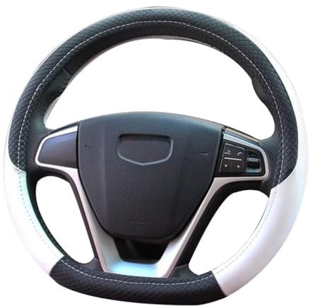 Pahajim Lenkradbezug Leder 37-38cm Lenkradhülle D Form Anti Rutsch Flachem Boden Lenkradschoner Atmungsaktiver Lenkradschutz Geeignet für Auto/Jeep/SUV