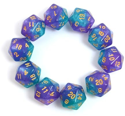 SmartDealsPro Confezione da 10 dadi poliedrici D20 a 20 facce per giochi da tavolo DND RPG MTG (colore 6)