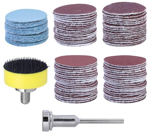 Mesee 100 Pieces 1 Inch Sanding Discs, 25mm Hook & Loop Sand Paper 100-3000 Grit Wet Dry Sandpaper Replacement Assortment Kit with 1/8'' Shank Backing Pad Plate Holder for Rotary Tool Grinder