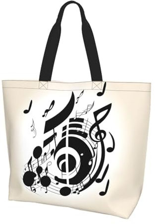 KoNsev Damen-Tragetasche mit Indianer-Druck, lässige Handtasche, große Kapazität, Umhängetasche, Umhängetasche, Musiknote, Einheitsgröße