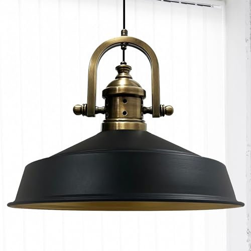 bamyum Asletl-Marine Hängelampe Industrial Vintage Ø41 cm, Küchenlampe Hängend Vintage, Pendelleuchte Esstisch Vintage, Hängelampe Esstisch, Wohnzimmerlampe, Pendelleuchte Schwarz Metall, Küchenlampe