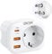 LENCENT Adattatore da viaggio Europa a India, con 2 porte USB QC3.0 + 1 USB C PD da viaggio in India, Sri Lanka, Nepal, Niger, Libano, Ghana, Myanmar, Senegal Tipo D