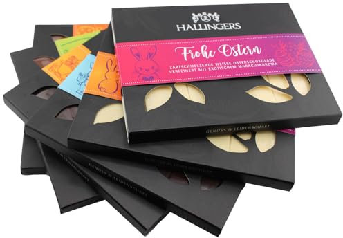 Hallingers 6 Oster Tafeln - Ostergeschenke für Osterkörbchen zu Ostern, 6er Osterset handmade Tafeln Oster Schokolade (Set) - Geschenk im Sommer & als perfektes Grillgeschenk | Glückwunsch Danke Freun