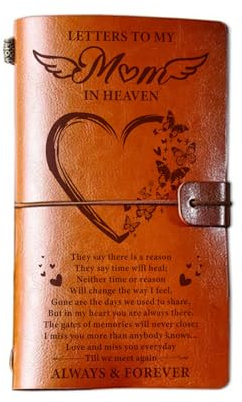 CICAIFALO Gedenkgeschenke für den Verlust der Mutter, Brief an die Mutter im Himmel, Leder-Tagebuch, Beileidsgeschenke für den Verlust der Mutter, Trauergeschenke, Gedenkbeerdigung, Beileidsgeschenke