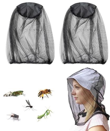 2 Piezas Mosquitera de Cabeza Cubierta Protección de Malla para Cara Cuello contra Insectos para la Cara para Exteriores Senderismo Pesca Camping Escalada y Caminar