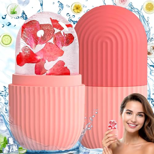 Eisroller Gesicht, Ice Roller Gesicht, Silikon Ice Roller, Face Ice Roller, Wiederverwendbar Ice Roller Gesicht für Glatte Augen, Pore Verkleinern, Erhellen Haut (pink)